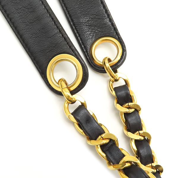 Chanel Shoulder Bag Coco Mark Lambskin Black Gold Hardware Chain Shoulder