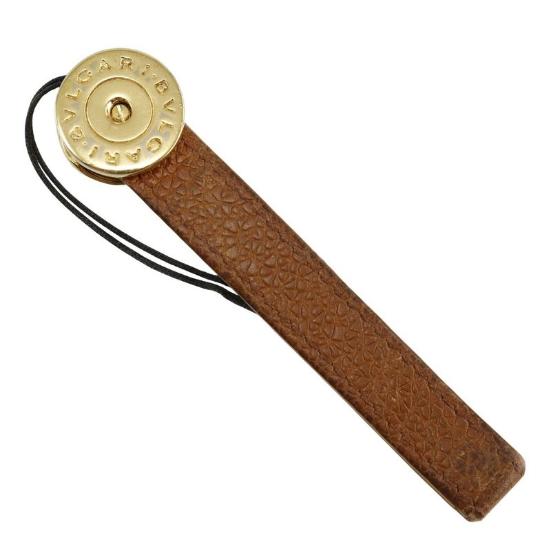 Bvlgari Gold Plated And Leather Brown Unisex Strap