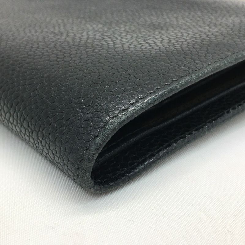 Chanel Women's Bifold Wallet Coco Marc Caviar Skin Black