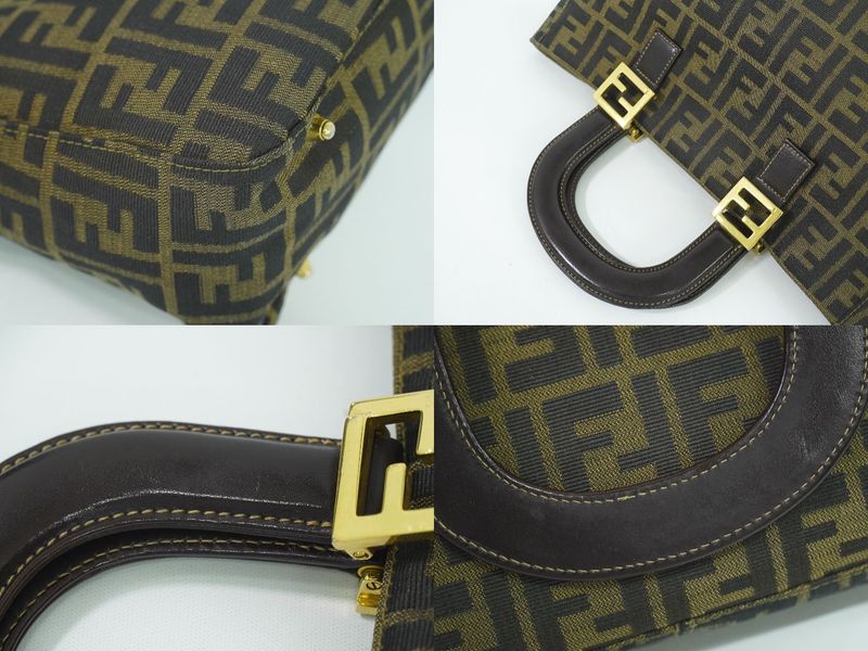 Authentic Fendi Zucca Tote Handbag Canvas Brown 26329 Zucca Bag Pre-owned