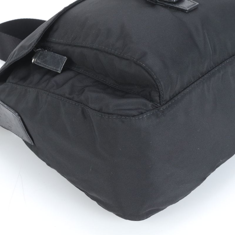 Prada Tessuto Nylon Triangle Logo Leather Shoulder Bag Crossbody Messenger