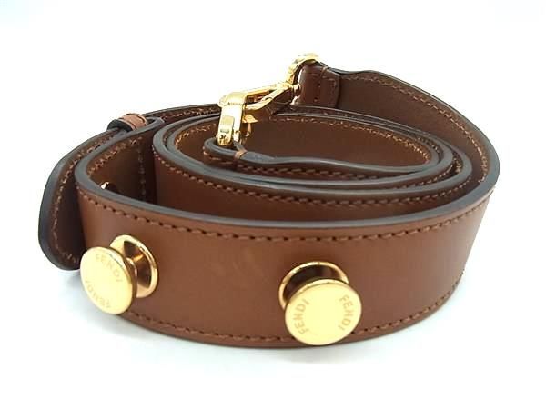 Fendi Strap You Leather Shoulder Strap Crossbody Shoulder Brown Ax5453