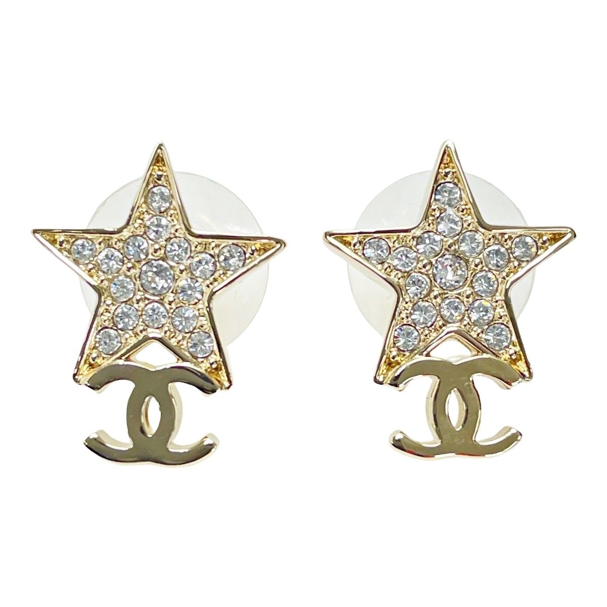 Chanel Earrings Gold Star Coco Mark GP Rhinestone Women's Accessories