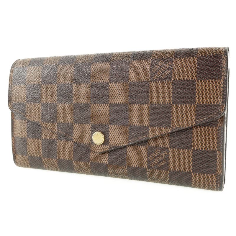 Louis Vuitton Portefeuille Sarah N63209 Damier Canvas Brown Ca0155 Unisex Long