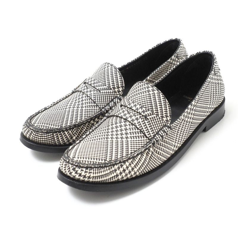 Saint Laurent Paris Loafers Size 40 Staggered Check Logo Smoo Scuff Zipper