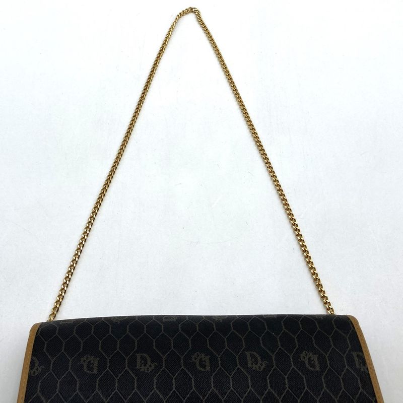 Dior Christian Dior Honeycomb Crossbody Shoulder Bag Black/brown Pvc/leather