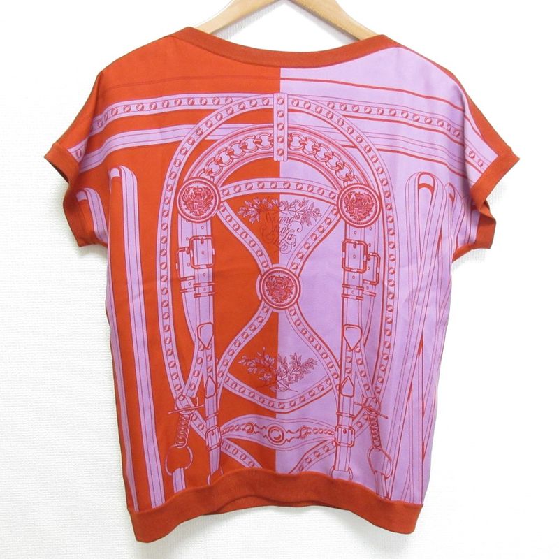 22ss Hermes Grand Tralala Twill Laine Short Sleeve Silk Cut and Sewn 2e2814do