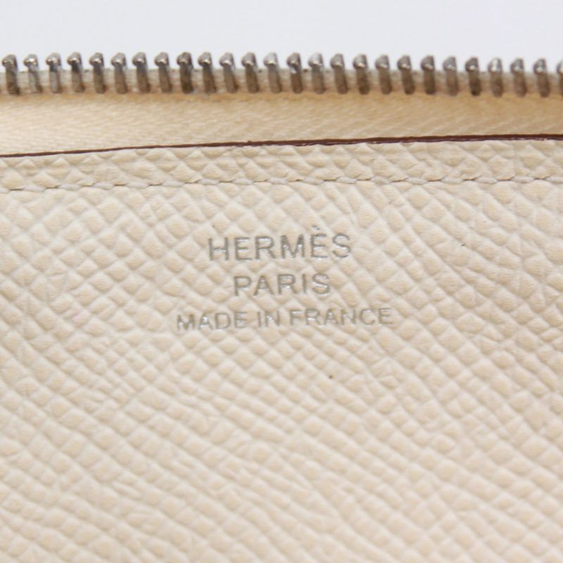 Hermes Azap Long Classic Machete Vaux Epson Off White Wallet Silver