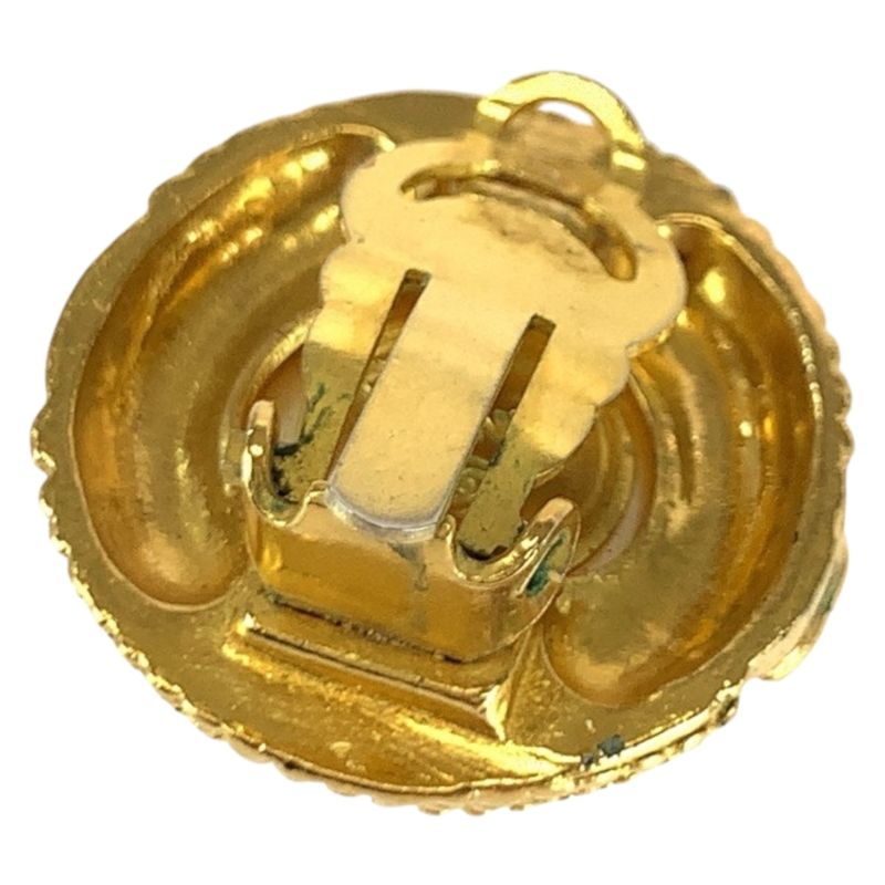 Chanel Vintage Faux Pearl Coco Mark Gold White Plated/faux Pearl Earrings