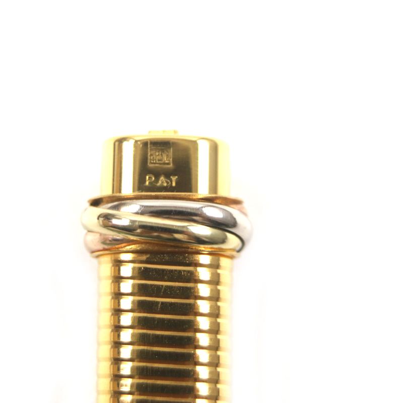 Cartier Vintage Trinity Striped Cap Ballpoint Pen With Gold Case Made In