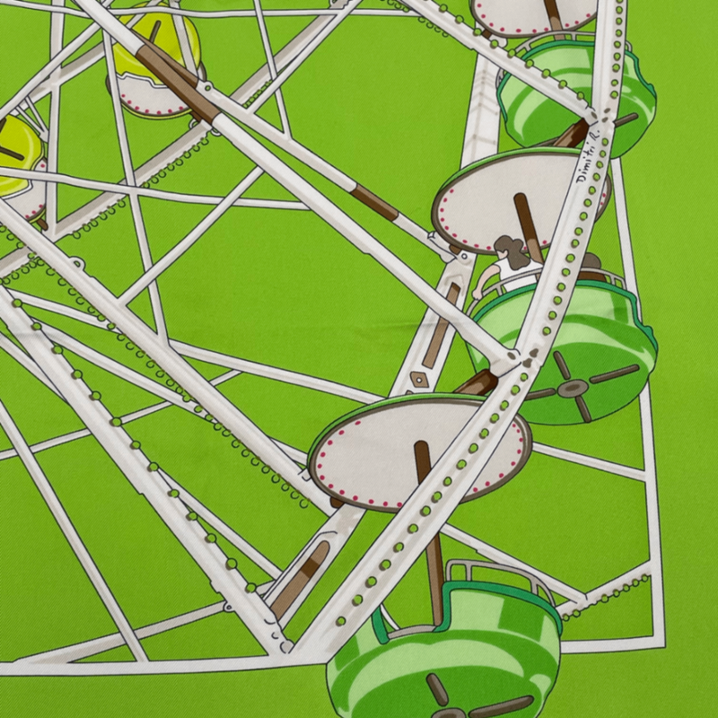 Hermes Carre 90 Scarf Grande ROUE Ferris Wheel Green