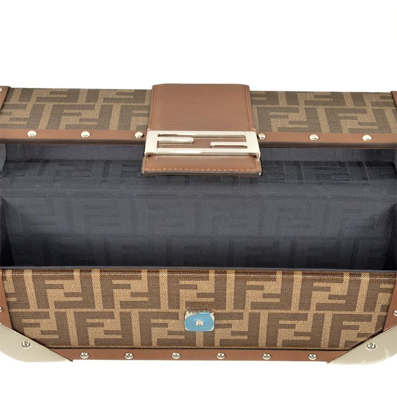 Fendi Zucca Trunk Shoulder Bag PVC Leather 7va498 Brown Women