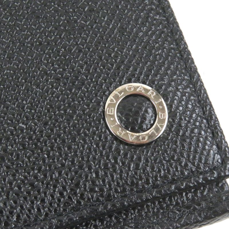 Bvlgari Leather Bvlgari Man Silver Hardware Long Wallet Black With Box Made In