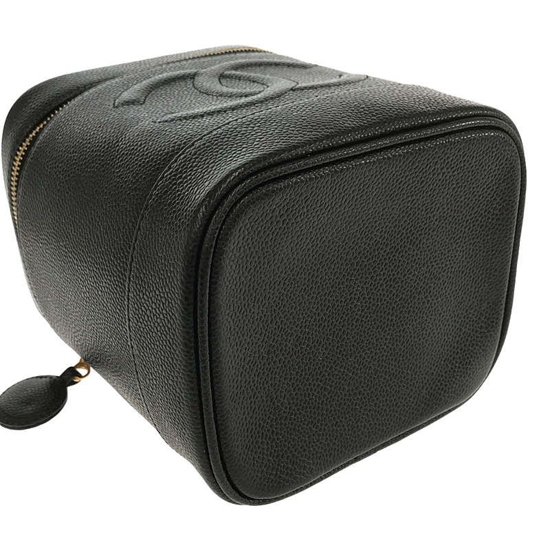 Chanel - 93659 Coco Mark Caviar Skin Vanity Bag - Black - Women
