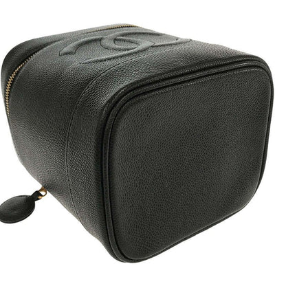 Chanel - 93659 Coco Mark Caviar Skin Vanity Bag - Black - Women