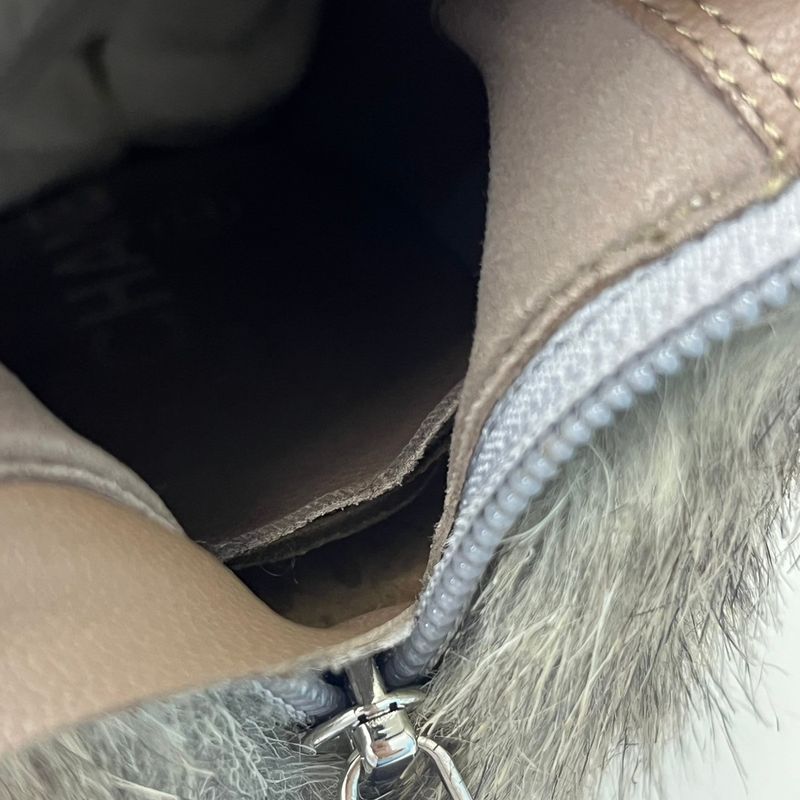 Chanel 10aw Fur Short Boots G27513 Beige 36