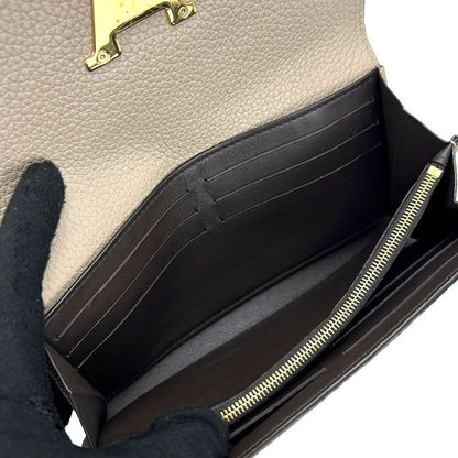 Louis Vuitton Long Wallet Portefeuille Capucines M61249 Gallet Beige Leather