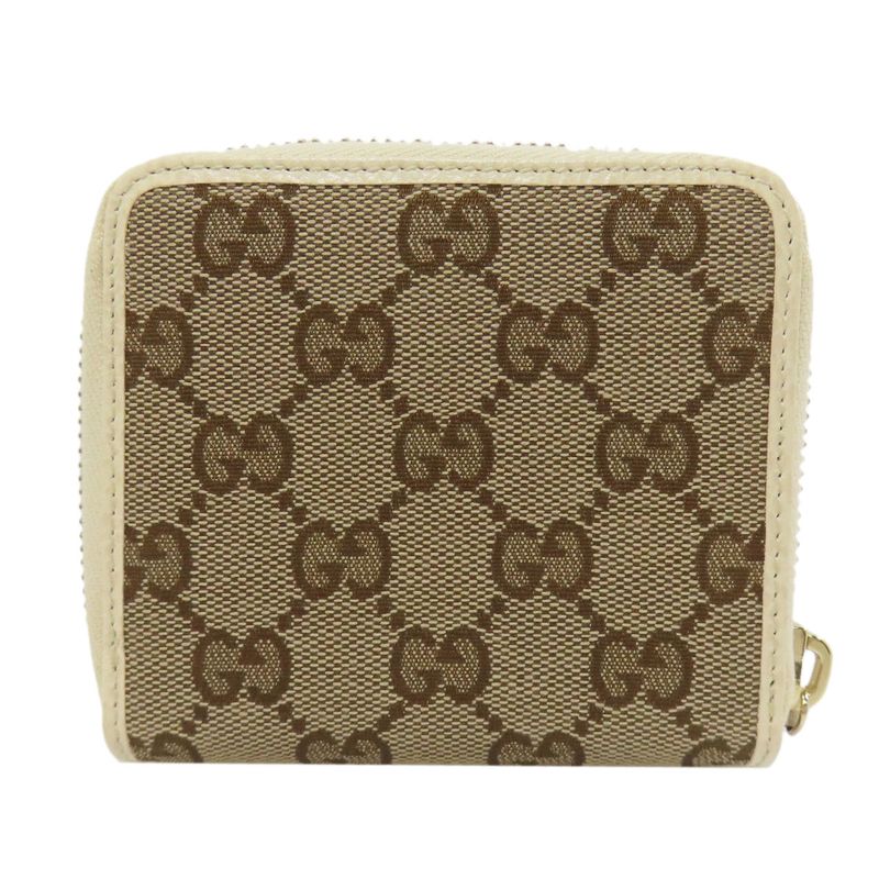 Gucci 346056 Outlet GG Bifold Wallet With Coin Purse Canvas Calf Women
