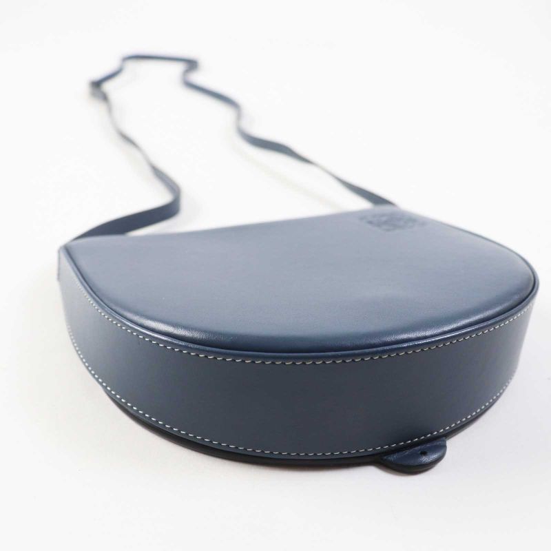 LOEWE Anagram Shape Pressed Heel Pouch/crossbody Leather Shoulder Bag Blue