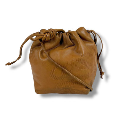 Loewe Drawstring Mini Shoulder Bag Anagram Logo Nappa Leather Brown Flamenco