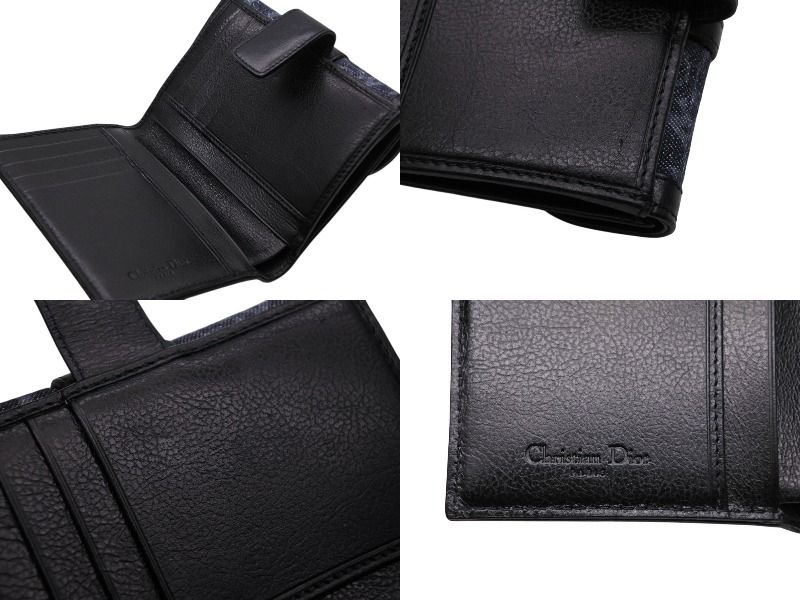 Dior Bifold Wallet Compact Trotter Line Navy Black Orange — view 7