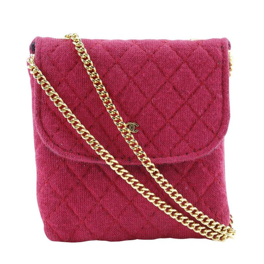 Chanel Chain Pouch Micro Cotton Red Ladies Pouch