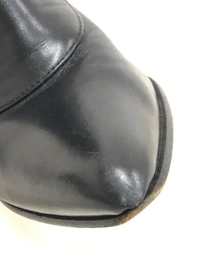 Louis Vuitton Leather Cross Belt Heel Long Boots Women's 34 1 2 El0503 Black