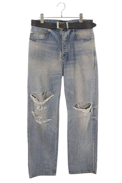 Balenciaga 794217 Tqw55 Belted Vintage Finish Denim Pants Men's