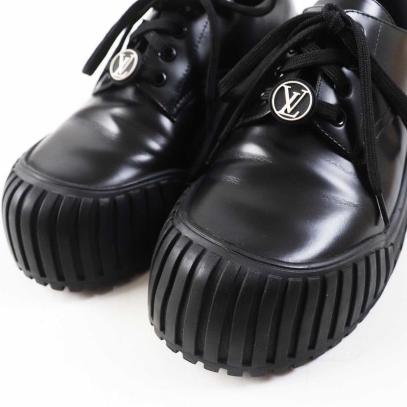 Louis Vuitton 2023 Ruby Line Lace-up Leather Shoes Black 38 With Box And