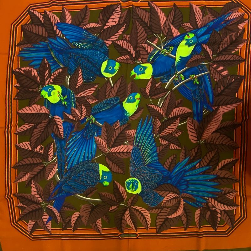 Hermes Carrégien 90 Les Perroquets Parrot Scarf Bag Brand Bag Handle Cover