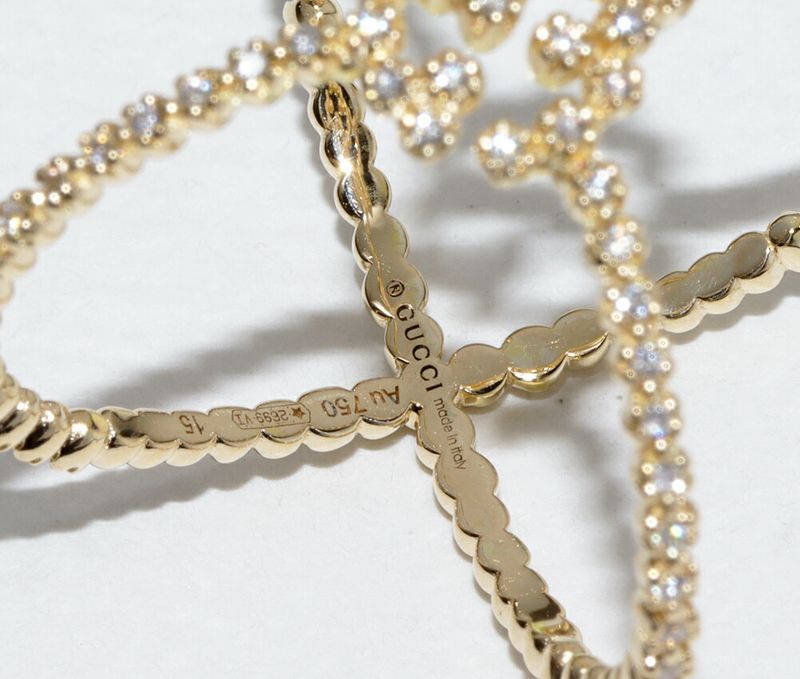 Gucci Ring 18K Yellow Gold Diamond 88P GG Running Ring