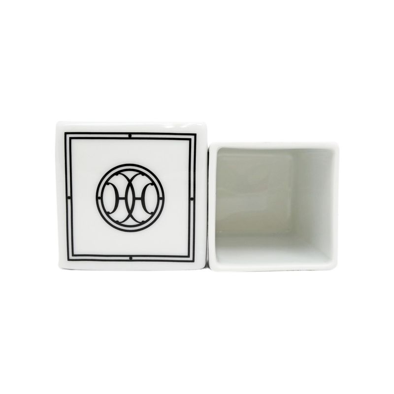 Hermes Sugar Box H DECO White Black Pottery Accessories Others
