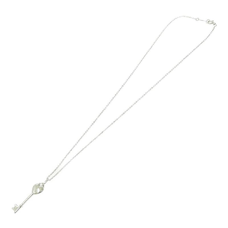 Tiffany & Co Silver Pink Sapphire Heart Key 1p Necklace 3.2g 925 Engraved