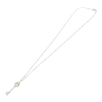 Tiffany & Co Silver Pink Sapphire Heart Key 1p Necklace 3.2g 925 Engraved