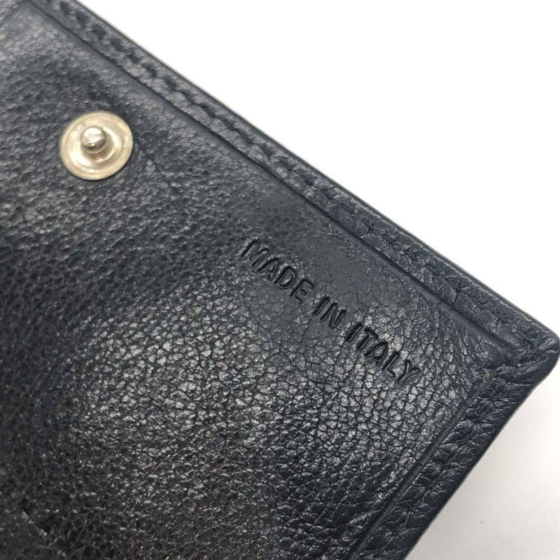 Prada Card Case Business Card Holder Perforated Leather Triangle Logo Black