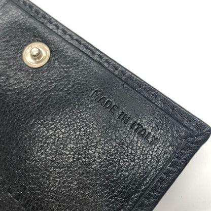 Prada Card Case Business Card Holder Perforated Leather Triangle Logo Black