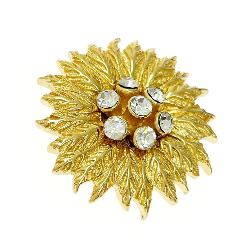 Christian Dior GP Rhinestone Flower Brooch Women Gold 369590 Brooch