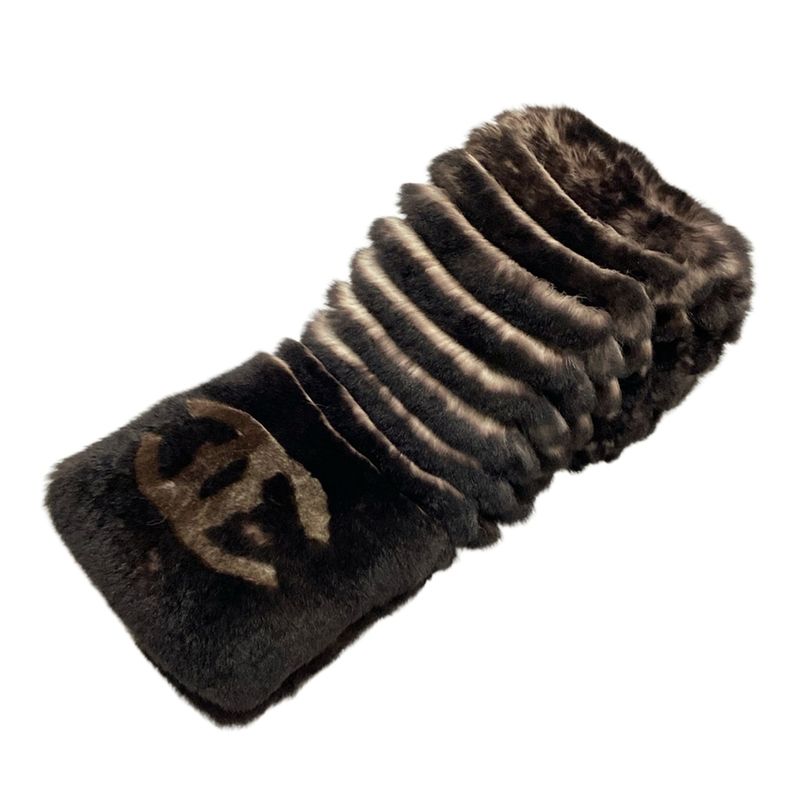 Chanel Scarf - Dark Brown And Ivory Coco Mark Cashmere Fur And Rabbit