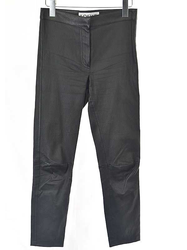 Loewe Lambskin Leather Pants Black 36