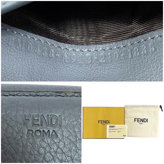 Fendi Fold Wallet Gray Peekaboo 8m0438 Excellent Condition Leather