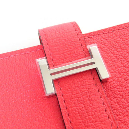 Hermes Bearn Mini Chevre Rose Texas Silver Hardware Mini Wallet Fold Wallet