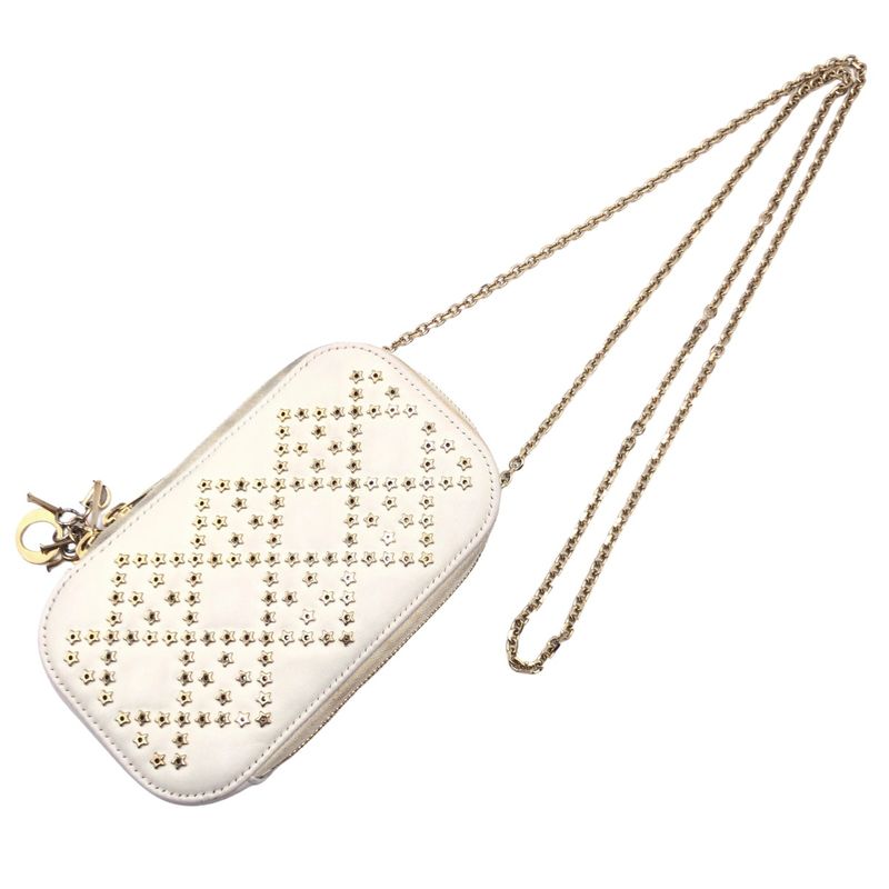 DIOR Lady Dior White Gold Hardware S0872bnhb Shoulder Bag Phone Pouch Phone