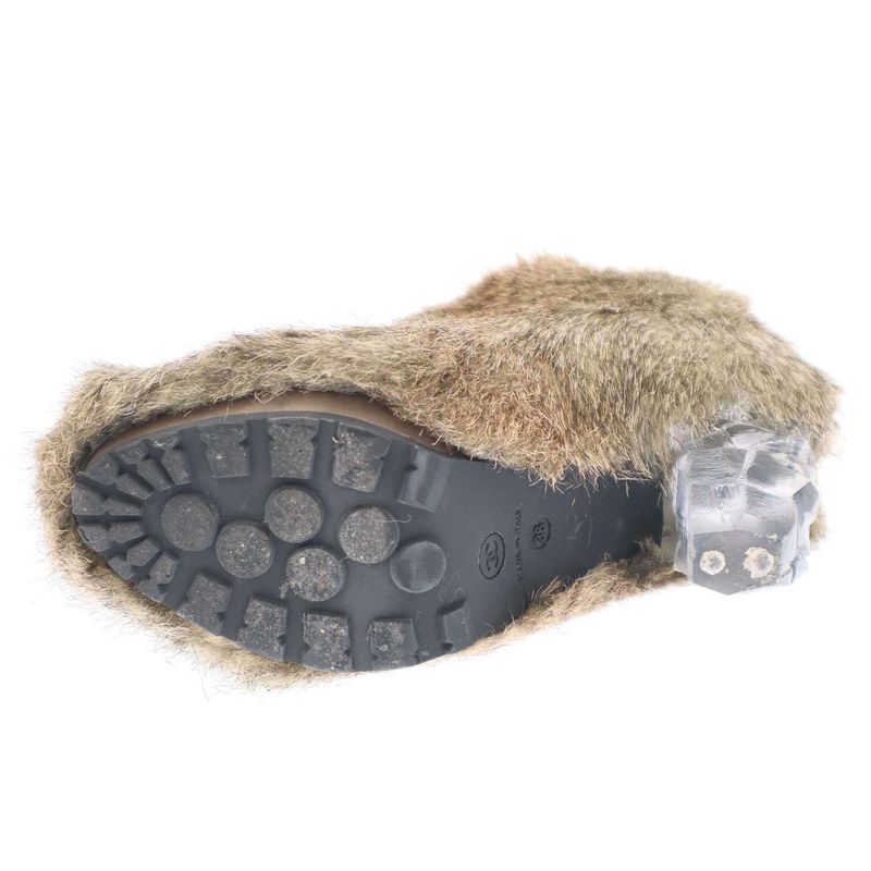 Chanel 10aw Fur Short Boots G27513 Beige 36