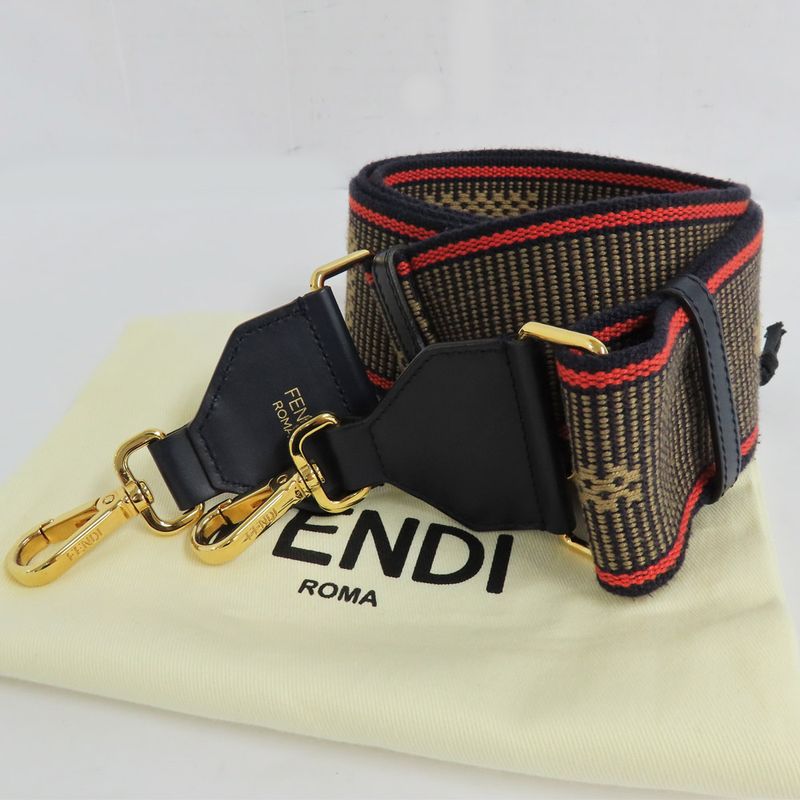 Fendi Strap Shoulder Bag Accessory Navy Logo Canvas Leather Gdhardware