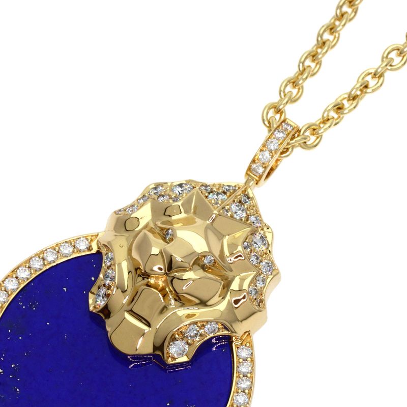 Chanel Suir Seigne Lapis Lazuli Necklace 18K Yellow Gold Ladies