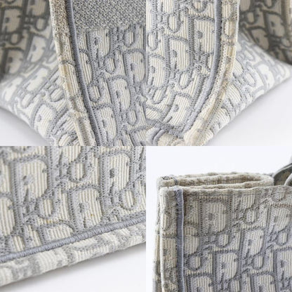 Dior Christian Dior Book Tote Medium Oblique Embroidery Cotton Light Gray