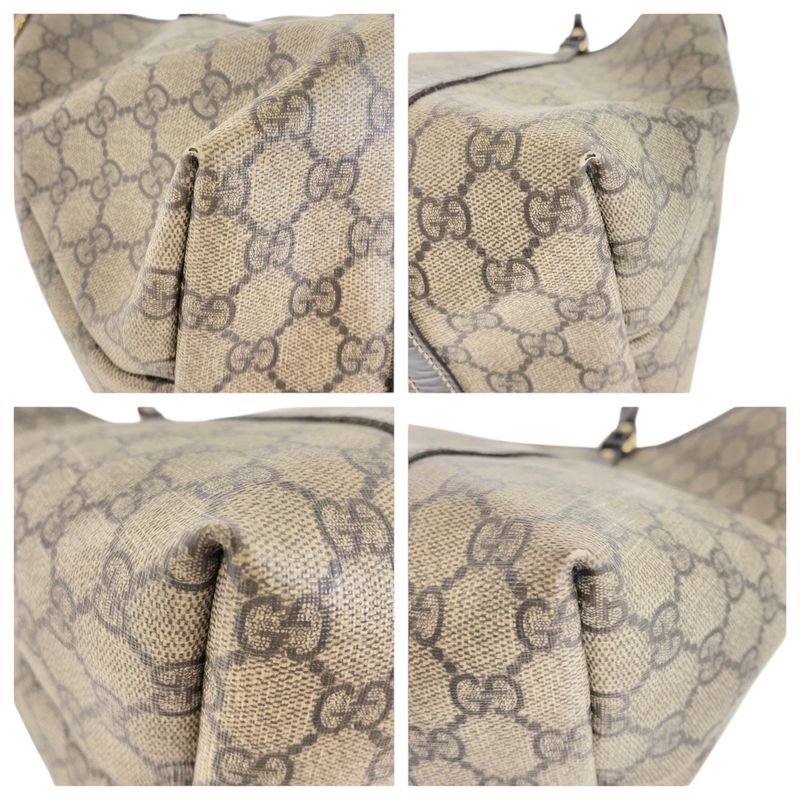 Gucci Beige Brown Gold Hardware GG Supreme Canvas 197953 Tote Bag Shoulder Bag