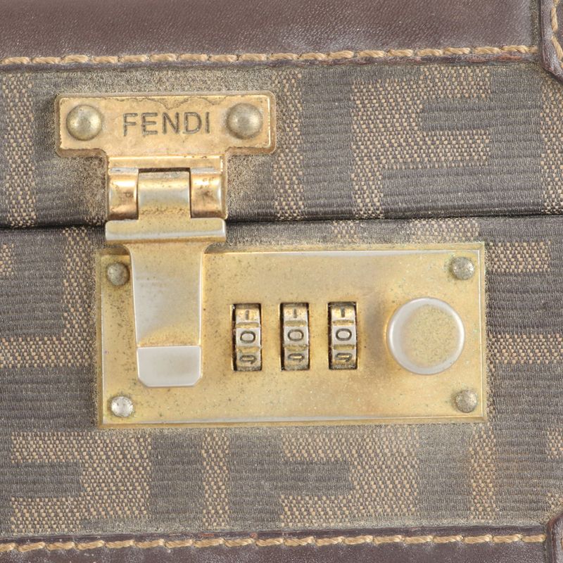 Vintage Fendi Zucca Leather Attache Case Hard Case Business Briefcase Business