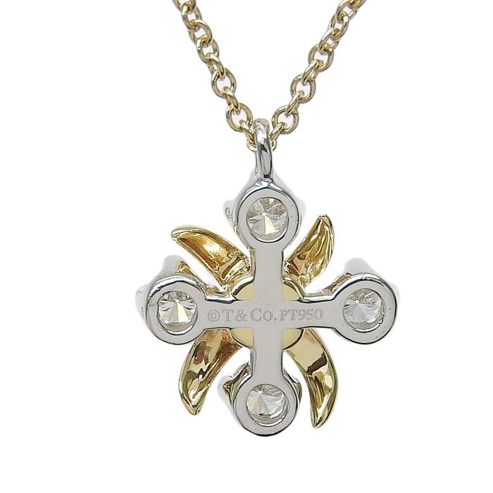 Tiffany & Co Jean Schlumberger Diamond Necklace 18K Yellow Gold Pt950 750