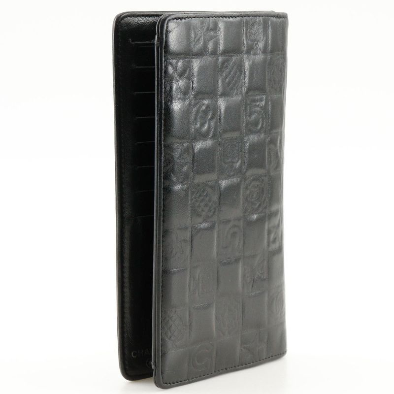 Chanel Icon Coco Mark NO5 Calf Black Ladies Long Wallet
